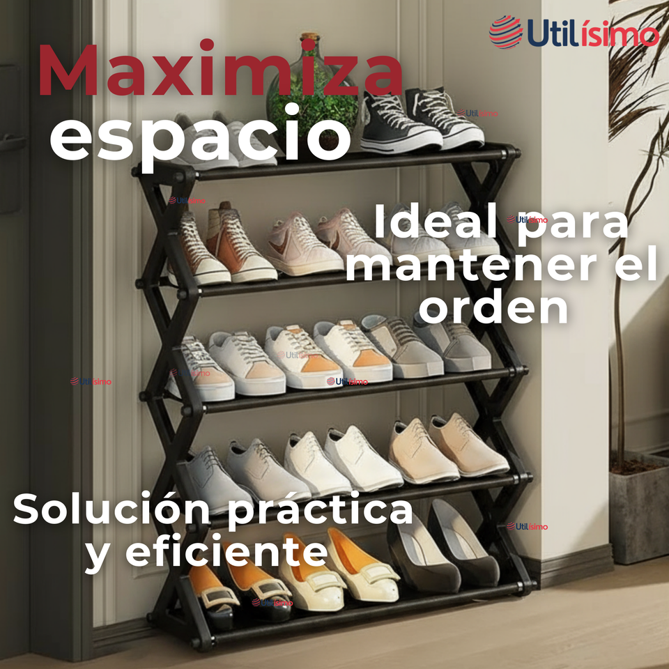 Zapatero Organizador 5 Niveles Desmontable Resistente 65x42x20cm Negro