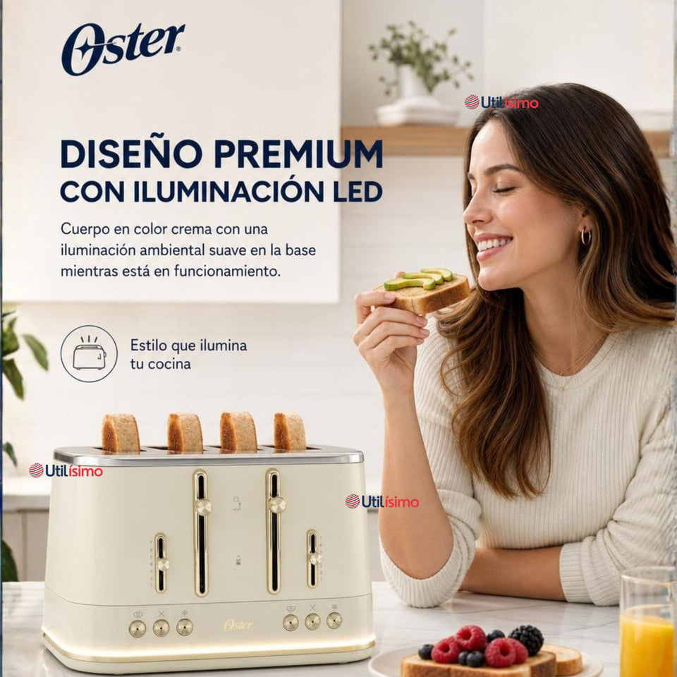 Tostadora premium Oster® para 4 rebanadas TSSTMNOM4S-052