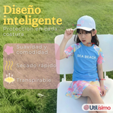 Traje De Baño Manga Corta y Pantalón Corto Con Falda 2 Piezas Niña de 6 a 13 Años Sea Beach