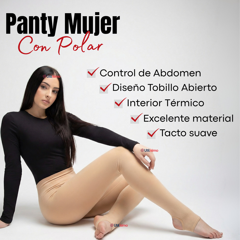 Calza Panty Con Polar Térmica Mujer Beige Chiporro