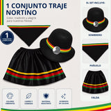 Traje Nortino Niña 3 piezas Negro Baile Típico Fiestas Patrias