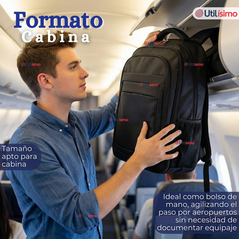 Mochila Escolar Ejecutiva Notebook Impermeable Resistente 53cm Negro 28L