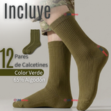 Pack 12 Pares Calcetines Carabineros Verde 65% Algodón Uniformado Transpirables
