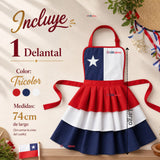 Delantal Diseño Tricolor Con Vuelos Mujer Fiestas Patria