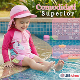 Traje de Baño Enterito Cremallera Manga Larga Con Gorro Niña 1 a 5 años Pink Unicorn