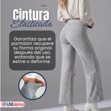 Calza Polar Con Chiporro Palazzo Mujer Elasticada Térmica Gris Melange