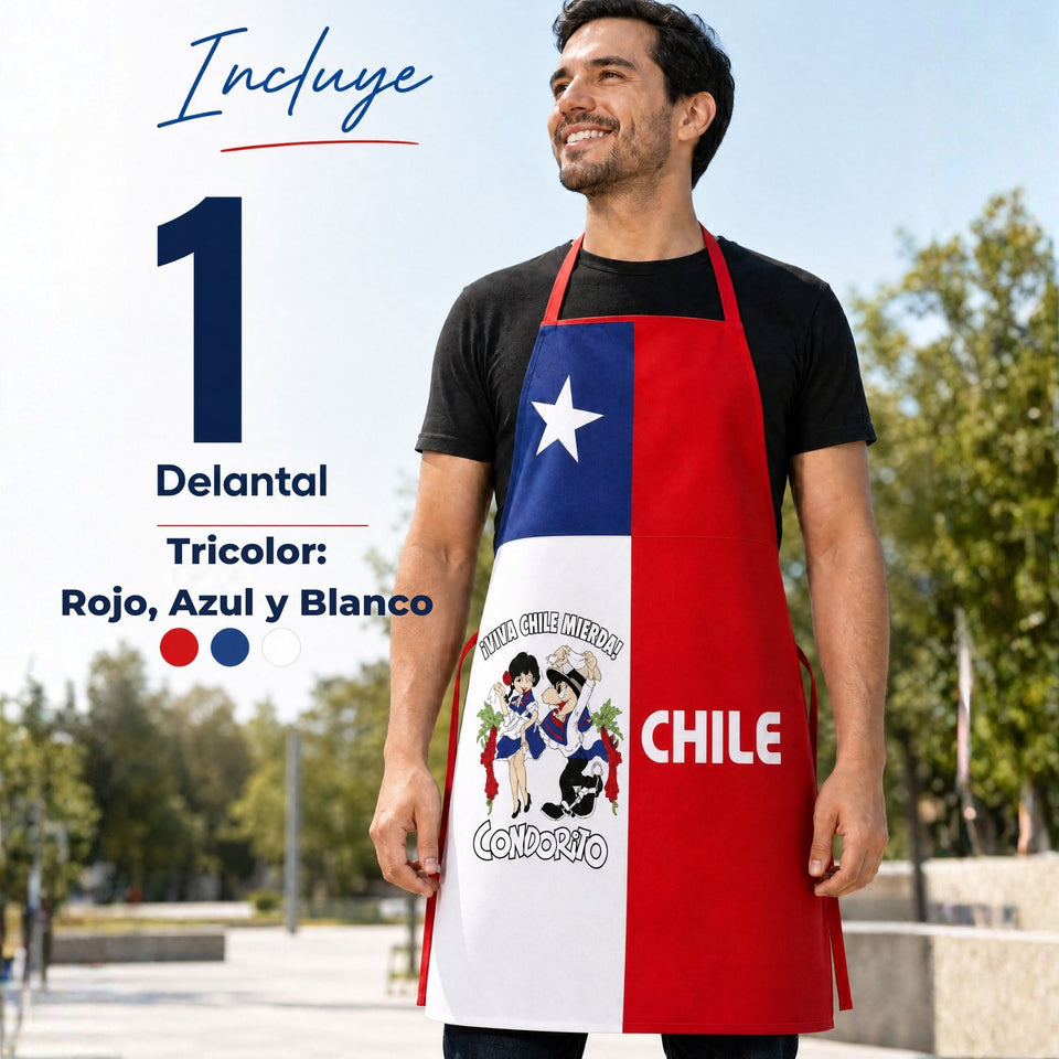 Delantal Pechera Condorito Bandera Chile Fiestas Patrias
