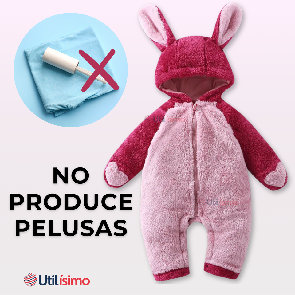 Enterito Osito Polar Con Capucha Rosado Para Bebé