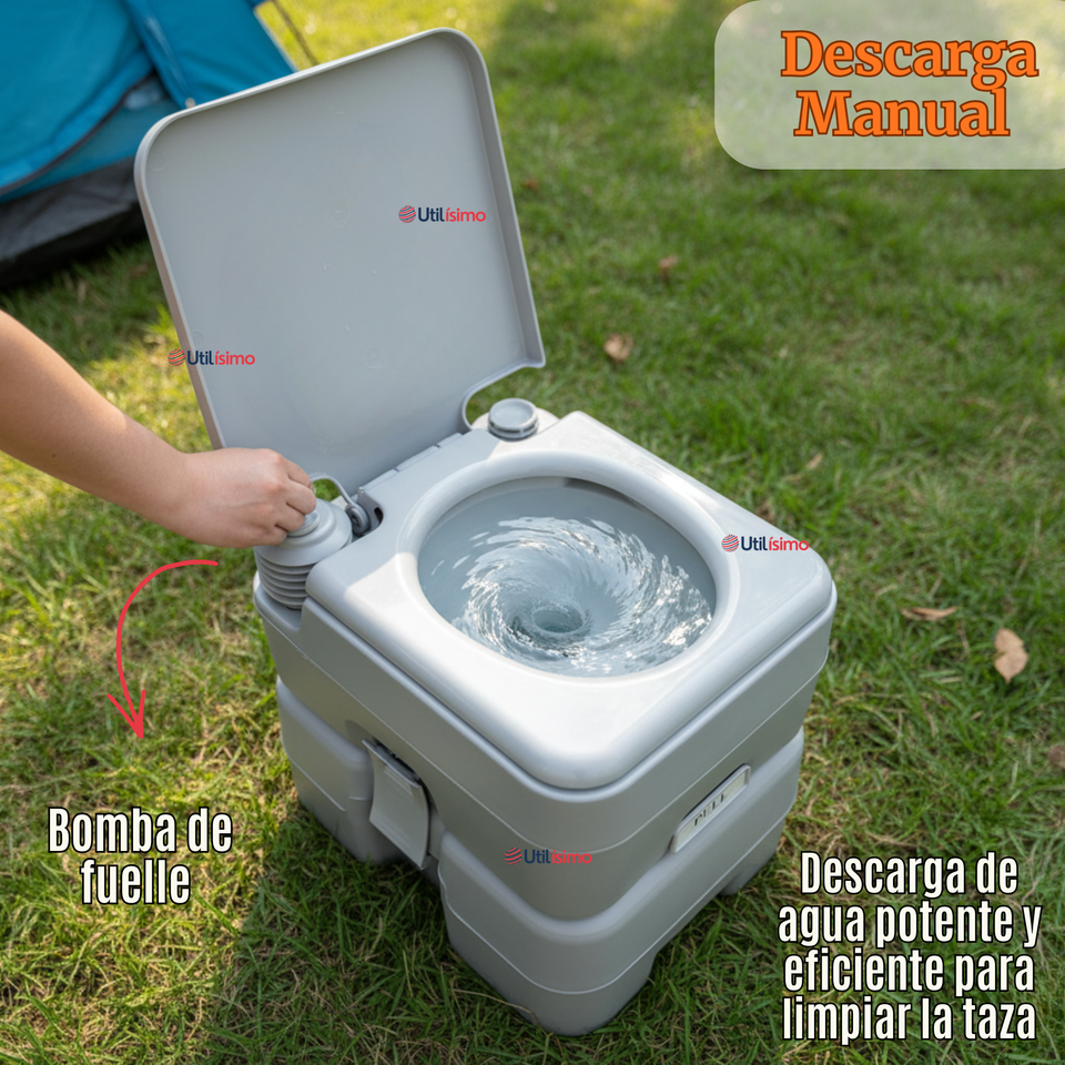 Baño Inodoro Químico Portátil Camping 20 Litros Reutilizable