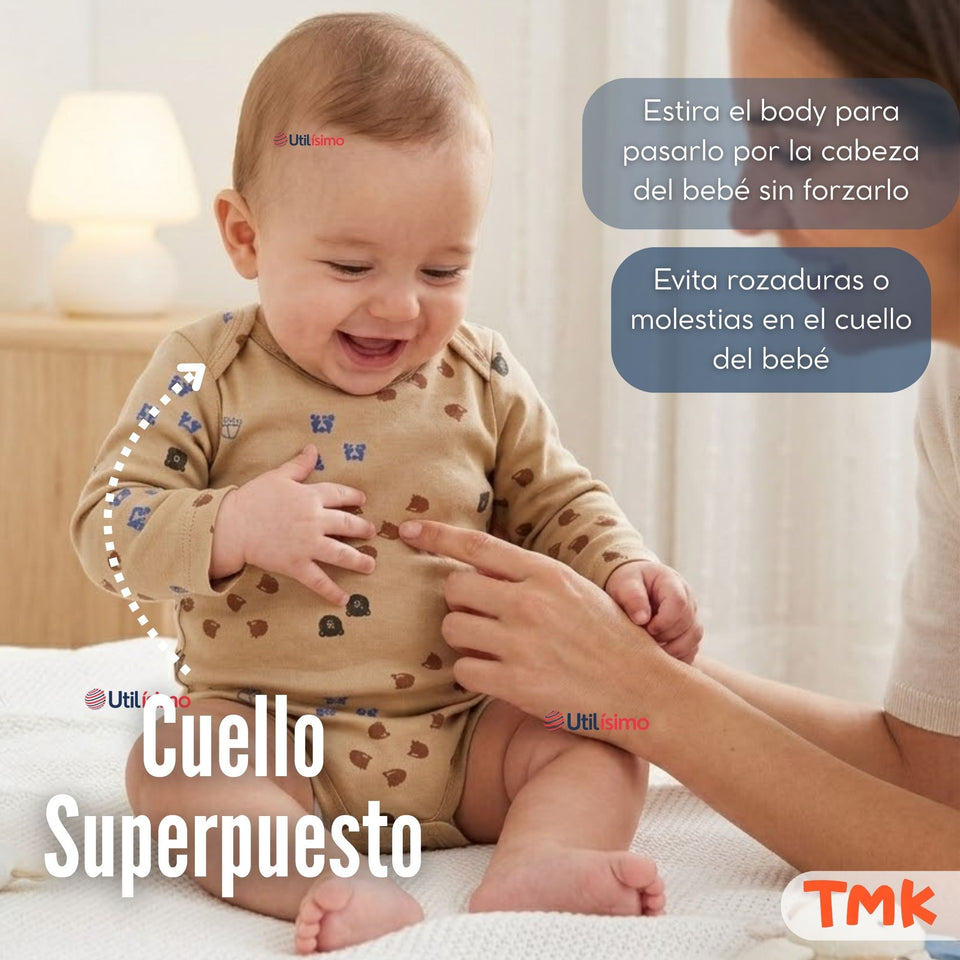 Pack 4 Bodys Manga Larga 100% Algodón Tedmimak Sweet Nature Bebé Niño