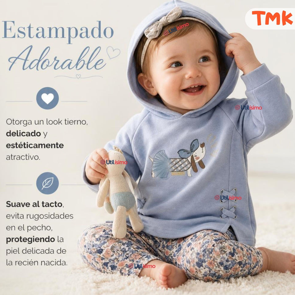 Conjunto 2 Piezas Polerón y Pantalón Buzo 100% Algodón Bebé Niña Tedmimak Blue girl