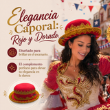 Sombrero Gorro Caporal Mujer Fiestas Patrias Rojo Baile Típico