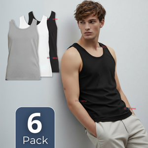 Pack 6 Camisetas Sin Manga Básicas Suaves 100% Algodón Colores Surtidos Hombre