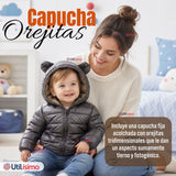 Parka Bebé Niño Negra Térmica Acolchada Con Orejitas Black Winter