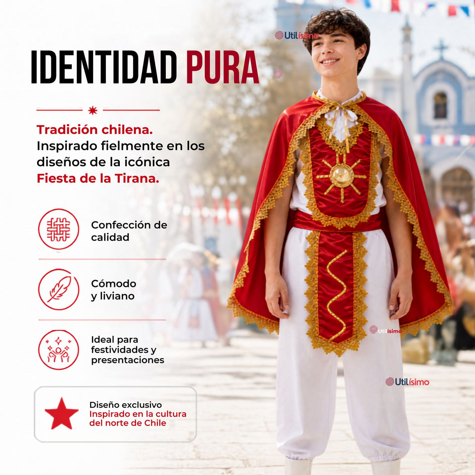 Traje Tirana Diablada Rojo 5 Piezas Juvenil Baile Típico Fiestas Patrias