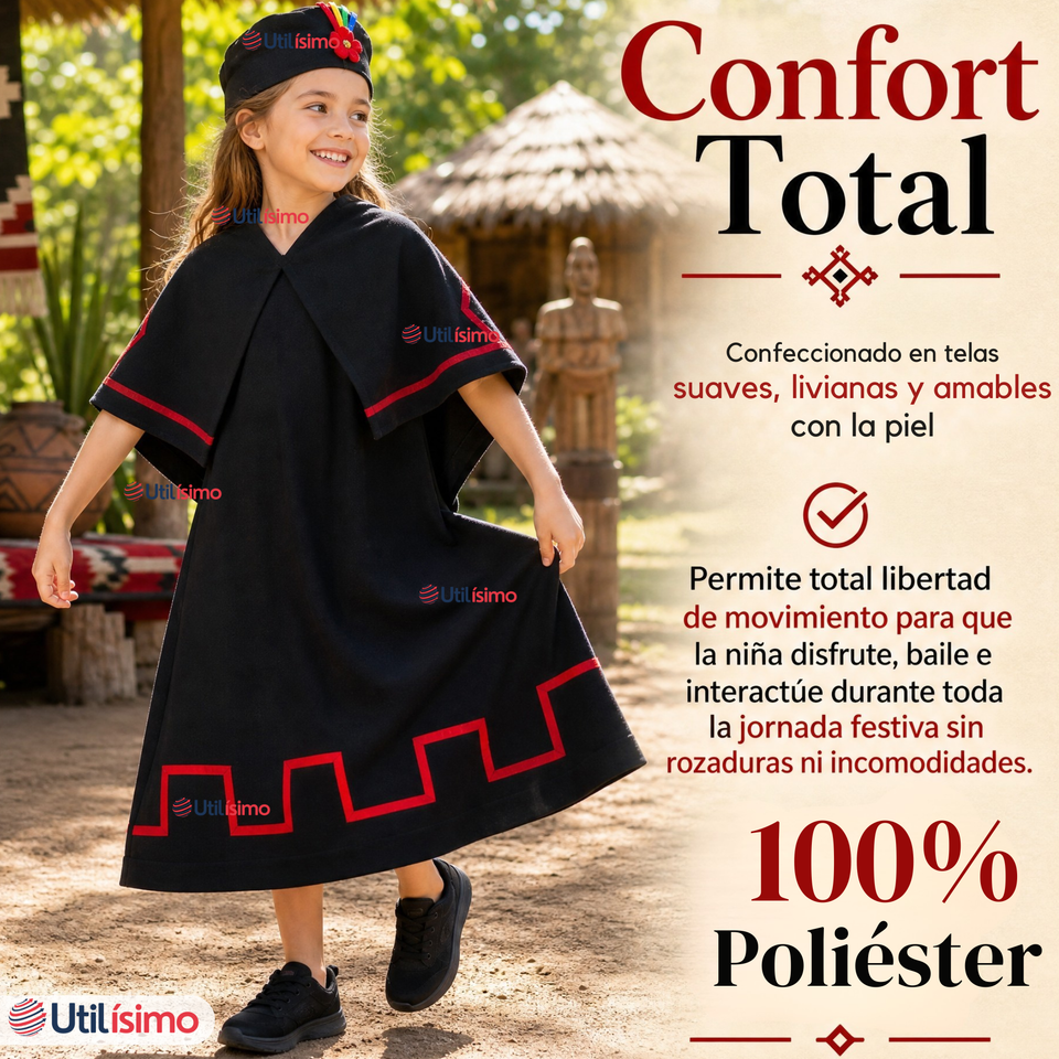 Traje Típico Vestido Mapuche 3 Piezas Juvenil Fechas Patrias