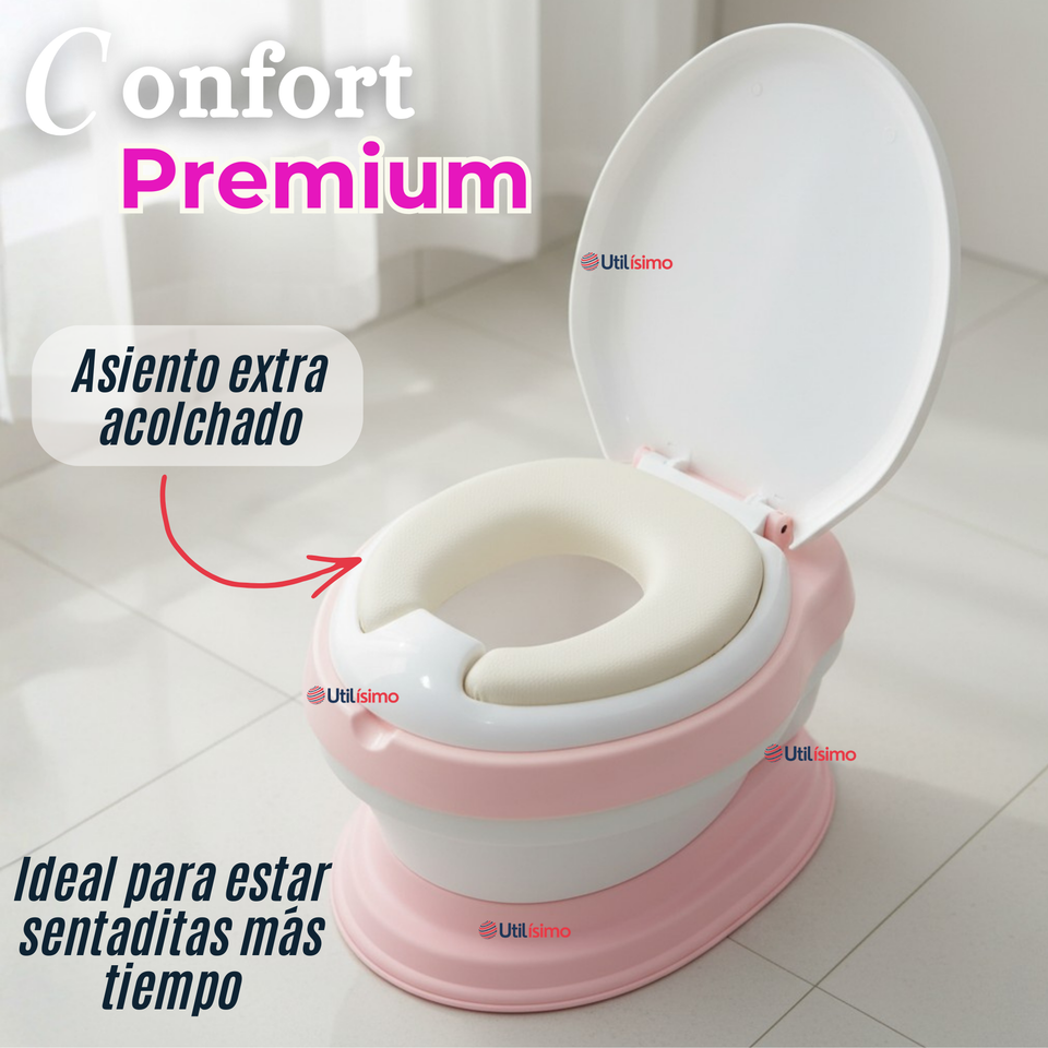 Pelela Inodoro Baño Entrenador Portátil Niña Rosa Asiento Acojinado