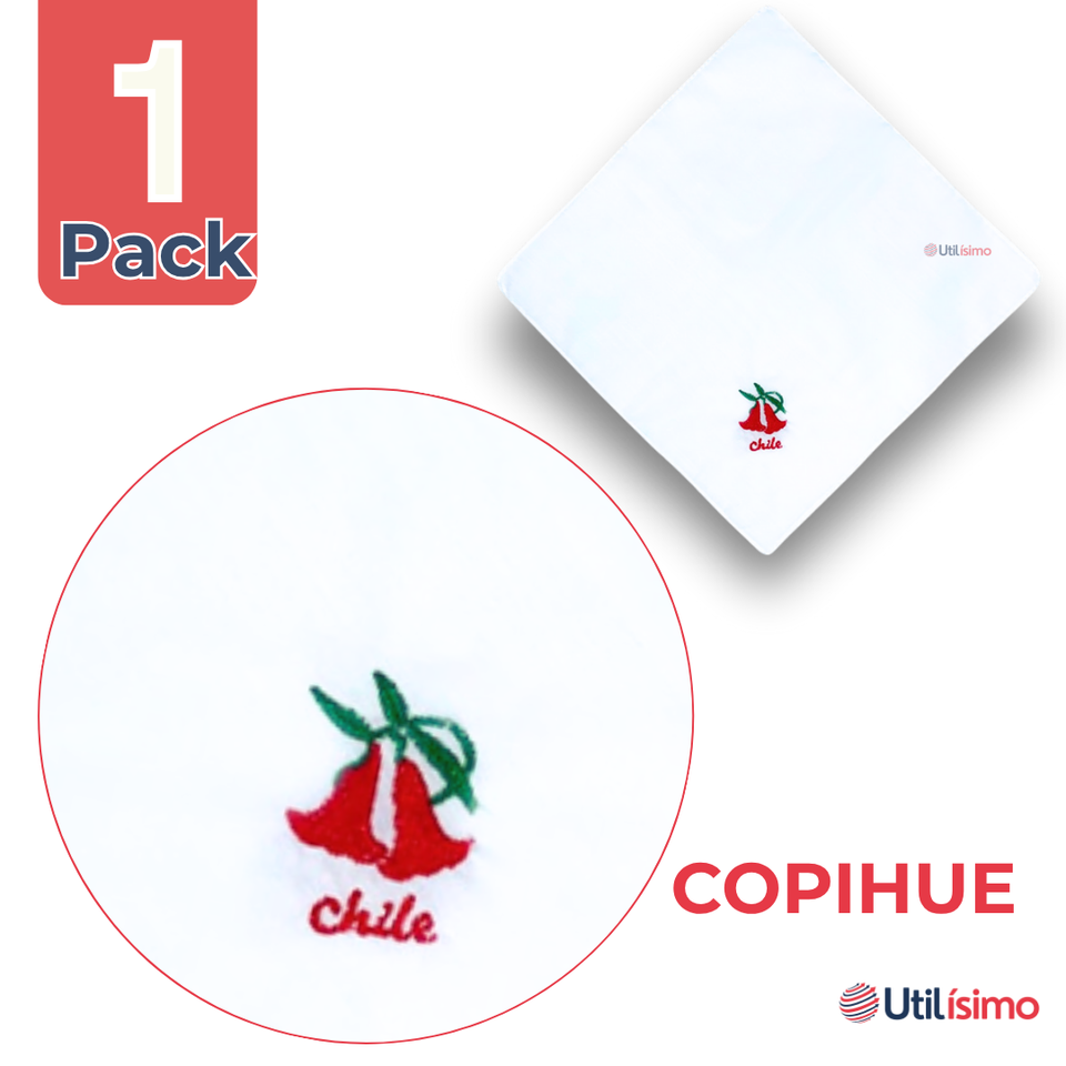 Pañuelo Baile Cueca 36 CM Bordado COPIHUE Fiestas Patrias