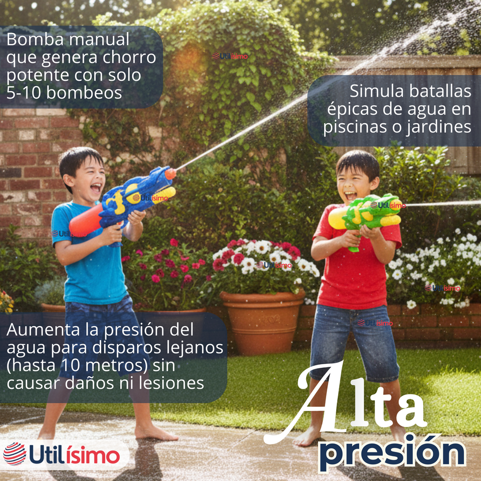 Pistola De Agua 500ml 45cm Colores Surtidos Juguete Lanza Agua Niño Niña