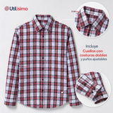 Camisa Huaso Cuadrillé Cuadro Manga Larga 100% Algodón Azul Blanco Casual