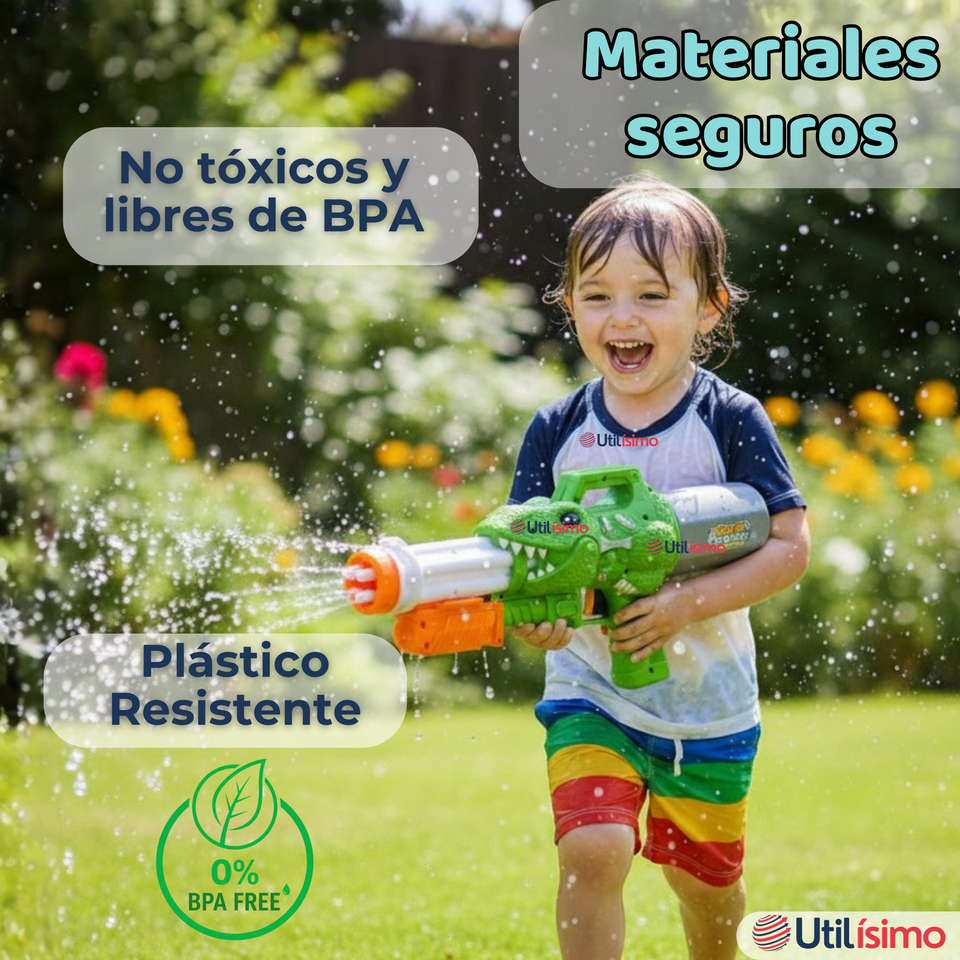 Pistola Lanza Agua Dinosaurio Color Verde Juguete 40cm Niño