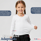 Pack 3 Camisetas Poleras Algodón Cuello Redondo Blanca Primera Capa Manga Larga Niña