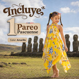 Pareo Pascuense Niña Hawaiano Amarillo Danza Fiestas Patrias