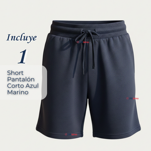 Short Pantalon Corto Juvenil Algodón Deportivo Escolar Azul Marino