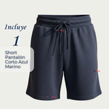 Short Pantalon Corto Juvenil Algodón Deportivo Escolar Azul Marino
