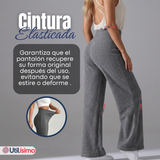 Calza Polar Con Chiporro Palazzo Mujer Elasticada Térmica Gris Oscuro