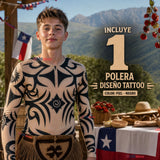 Polera Diseño Tattoo Juvenil Rapa Nui Estilo Pascuense Traje Danza