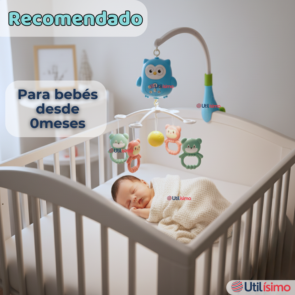 Móvil Sonajero Giratorio Musical Bebé Niño Azul