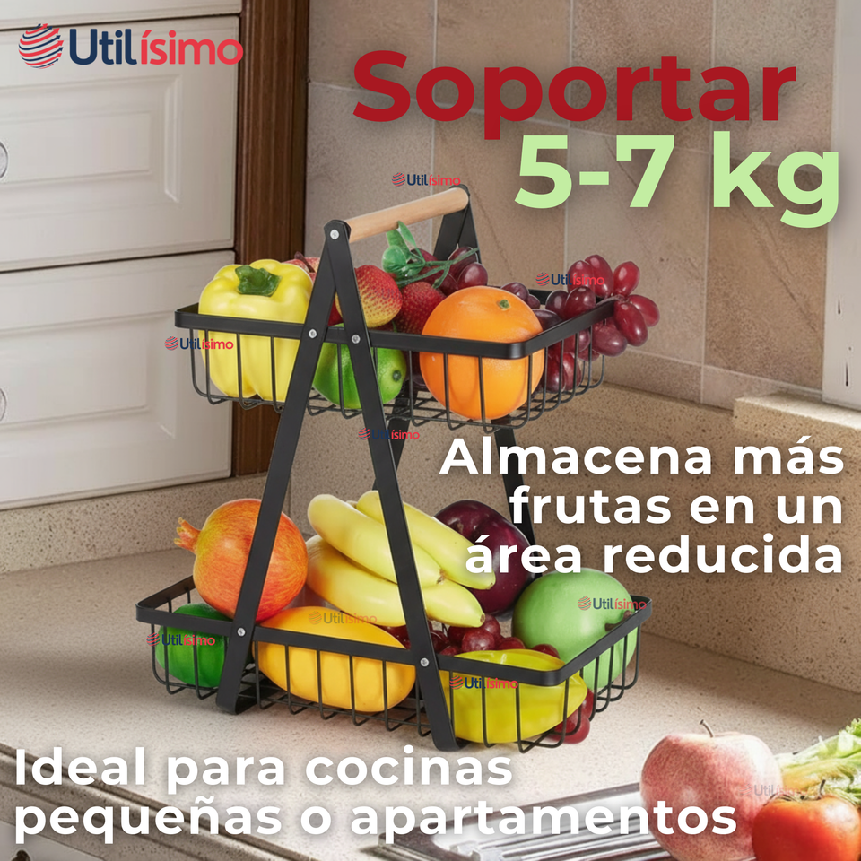 Frutero De Mesa Organizador Multiusos 2 Niveles Negro