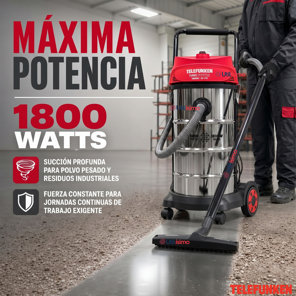 Aspiradora De Tambor Telefunken Turbo Expert 1800W 53L