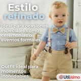 Conjunto de Vestir con Tirantes Camisa Pantalón Corto Algodón Niño