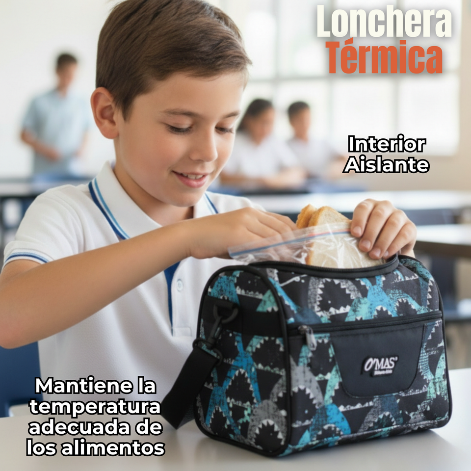 Mochila Escolar Kit Con Estuche y Lonchera 43cm Tela Oxford Baby Shark Niño