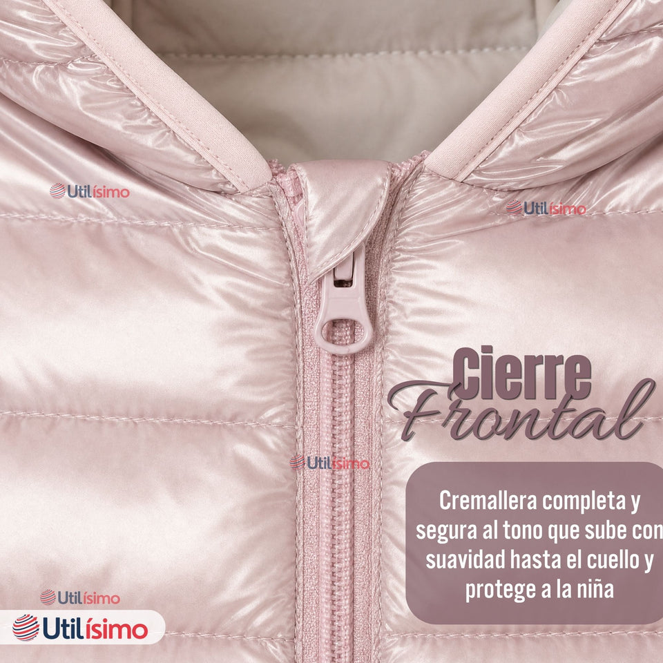 Parka Bebé Niña Rosada Térmica Acolchada Con Orejitas Beautiful Pink