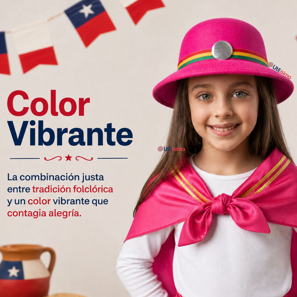 Sombrero Nortino Niña Gorro Fucsia Baile Típico Fiestas Patrias