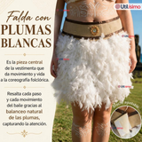 Traje Pascuense Típico Blanco Con Plumas 3 Piezas Juvenil Rapa Nui Fiestas Patrias