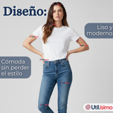 Camiseta Polera 100% Algodón Básica Lisa Elástica Mujer Blanco