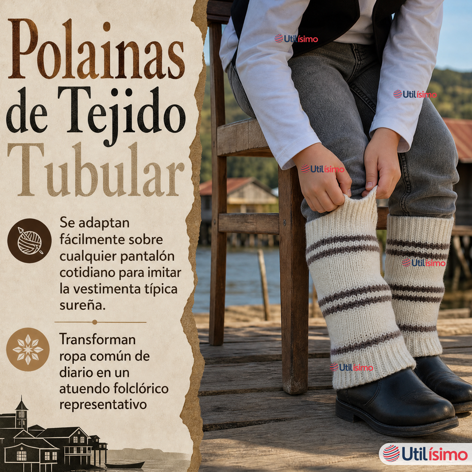 Vestimenta Chilote 3 Piezas Chaleco Gorro Polainas Niño Fiestas Patrias