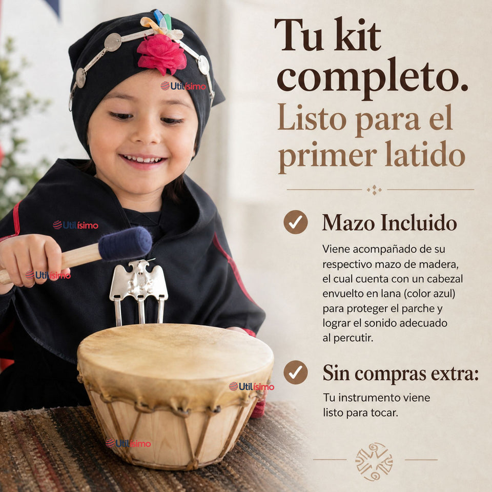 Kultrun Mapuche Instrumento musical Baile Típico 16cm