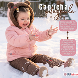 Parka Osito Con Capucha Manga Larga Rosado Niña Infantil