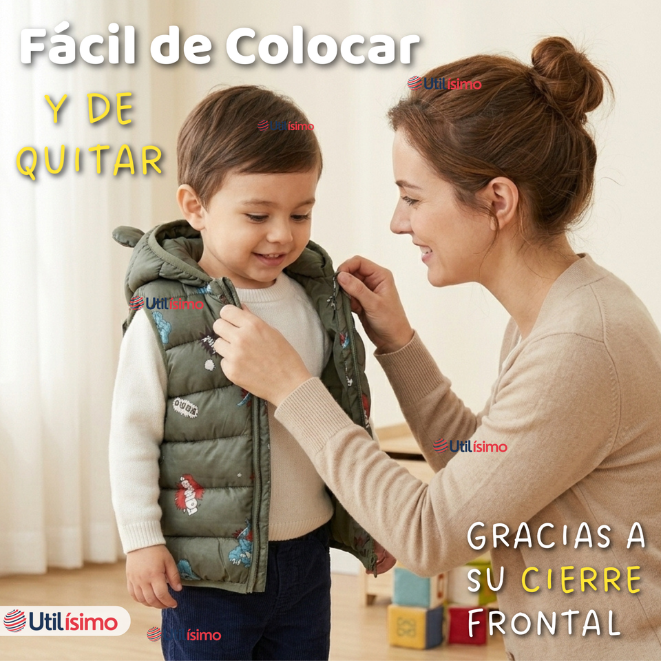 Parka Infantil Con Capucha Sin Manga Bebe Niño