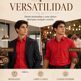Camisa Roja Huaso Clásica Regular Fit Casual Manga Larga
