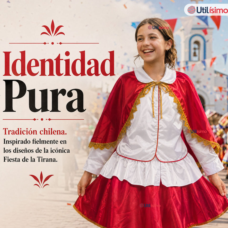 Traje Tirana Diablada Rojo 3 Piezas Adolescente Baile Típico Fiestas Patrias