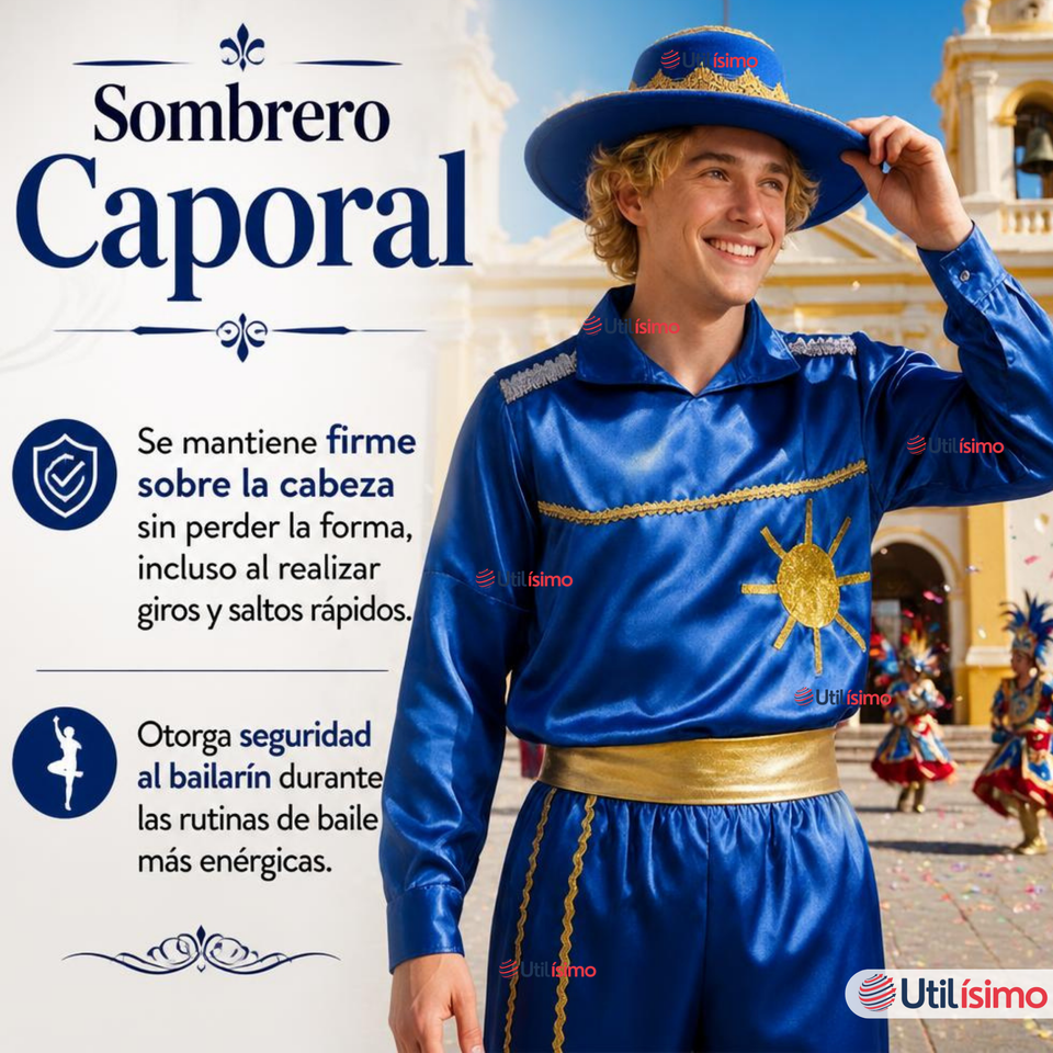 Traje Caporal Típico Completo Con Sombrero Azul Hombre Fiestas Patrias