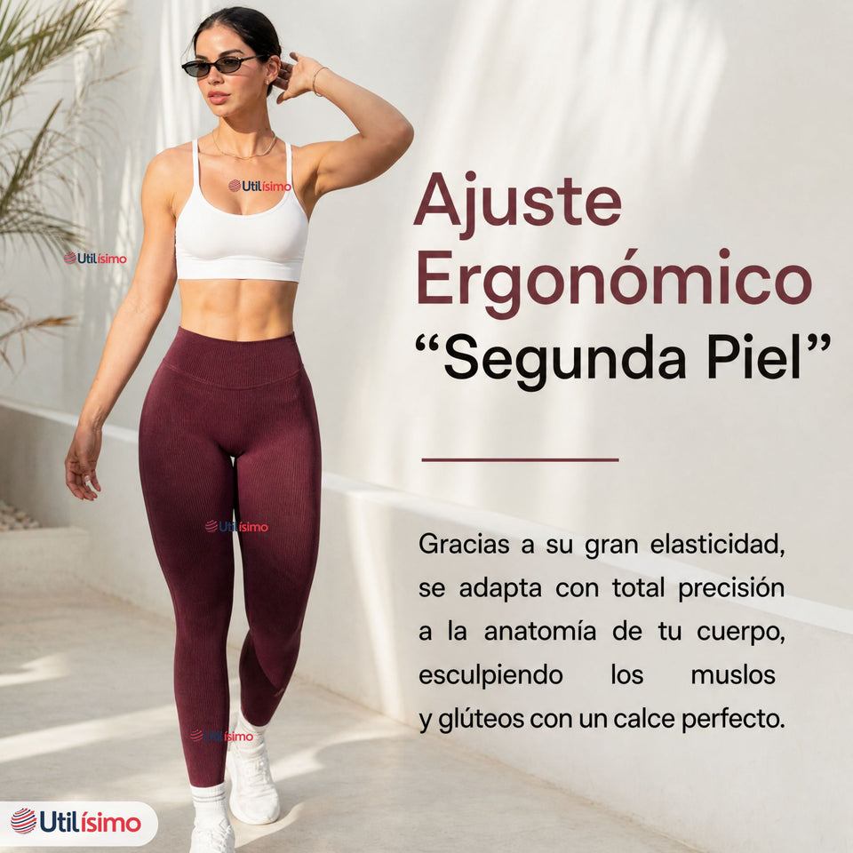 Calza Acanalada Cotelé Polar Con Chiporro Térmica Mujer Elásticada Burdeo