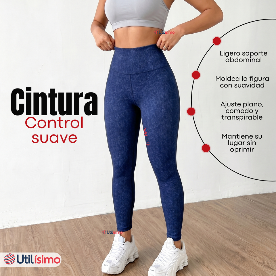 Calza Polar Con Chiporro Térmica Mujer Elásticada Azul Jeans