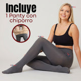 Calza Panty Con Chiporro Térmica Mujer Elasticada Gris